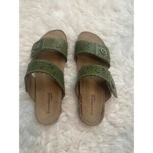 Earth Origins Womens Green Leather and Cork Bottom Sandals Size 9.5